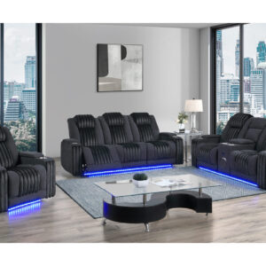 U8000 BLACK POWER CONSOLE RECLINING LOVESEAT/ POWER RECLINING SOFA/ POWER RECLINER W/ POWER HEADREST