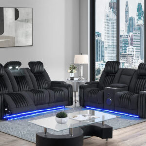 U8000 BLACK POWER CONSOLE RECLINING LOVESEAT/ POWER RECLINING SOFA W/ POWER HEADREST